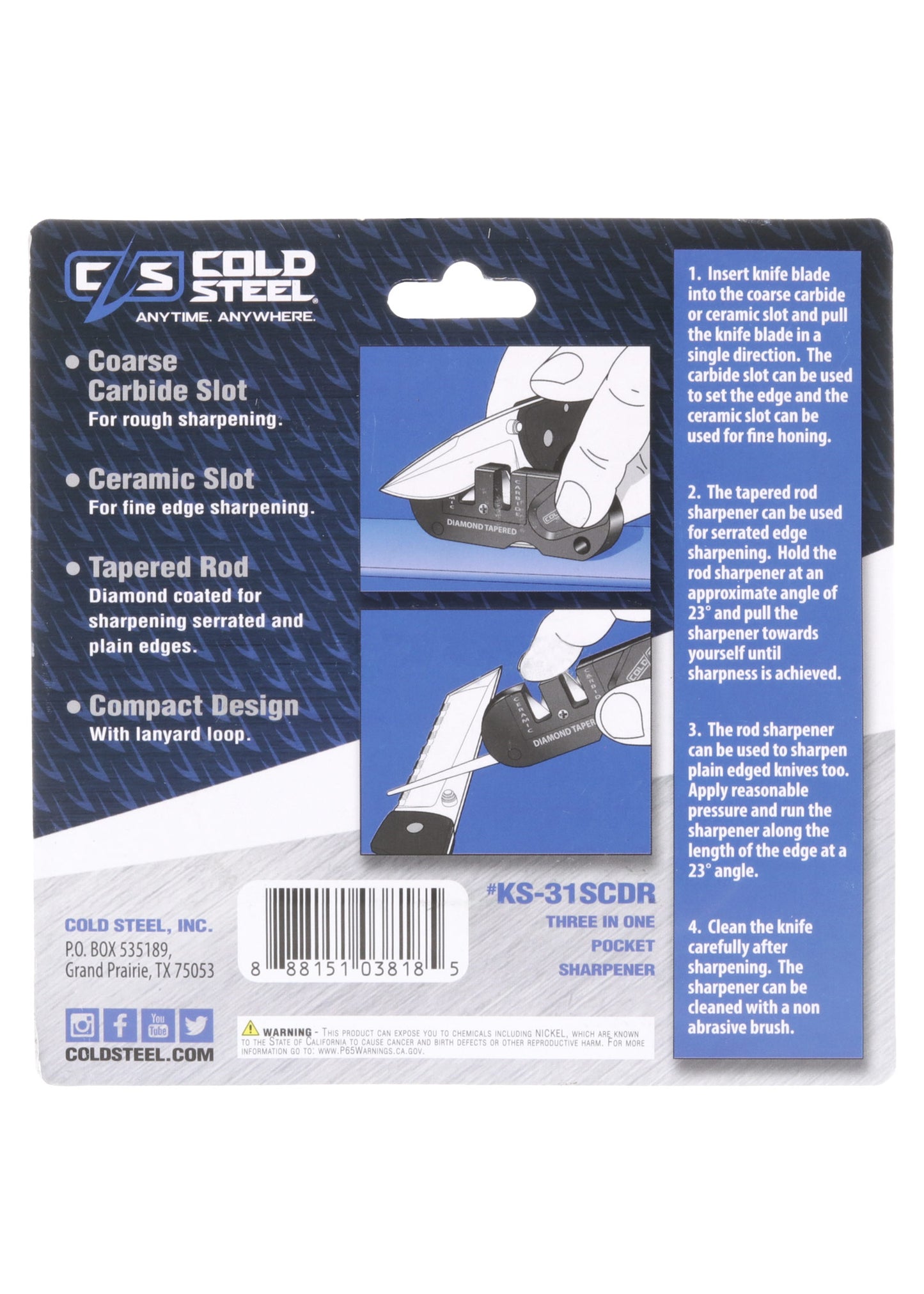 Aiguiseur de poche 3 en 1 - Cold Steel-T.A DEFENSE