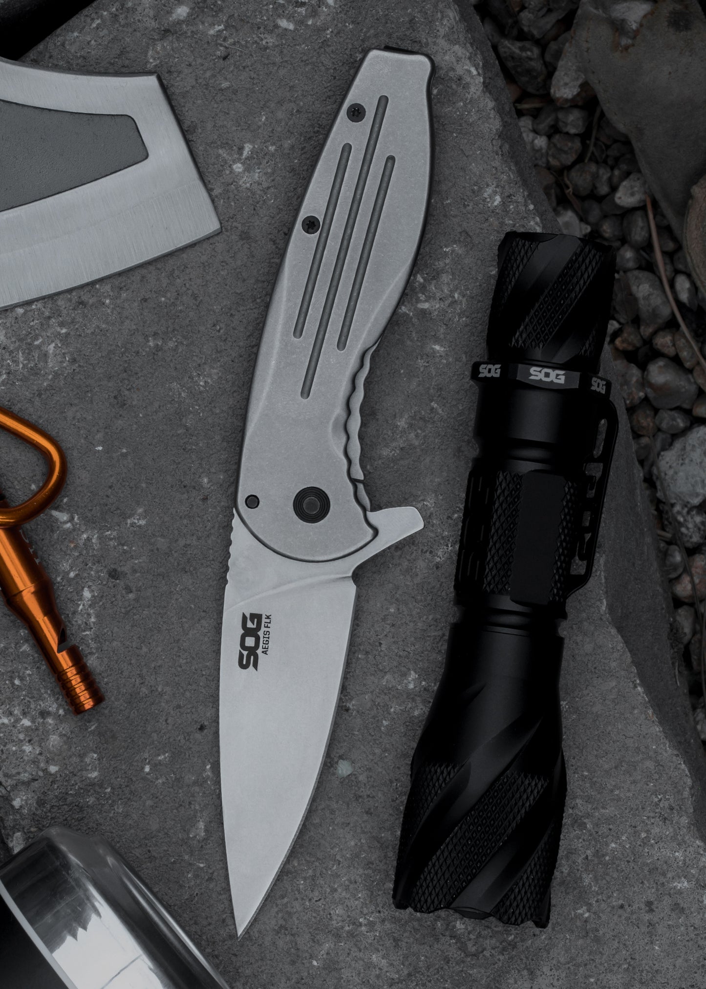 Couteau pliant Aegis FLK Argent - SOG-T.A DEFENSE