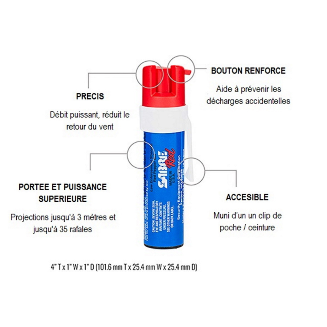 Spray au poivre Pepper Gel USA - SABRE RED-T.A DEFENSE