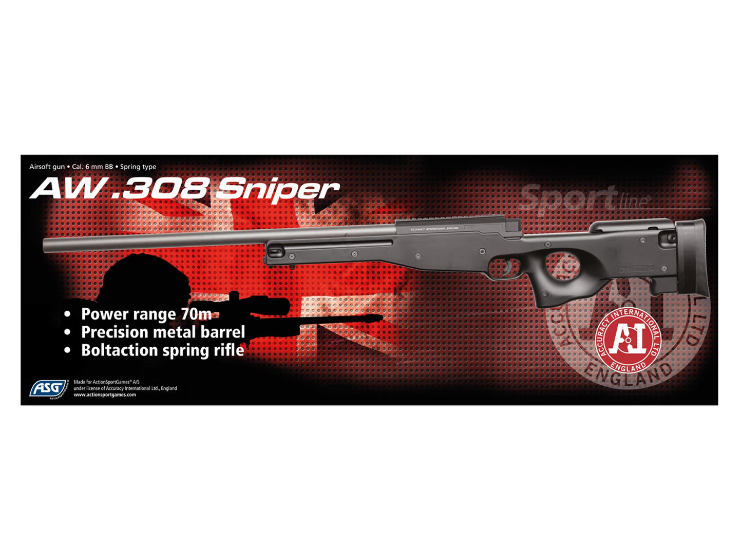 Réplique airsoft AW 308 Sniper 1.9J - ASG-T.A DEFENSE