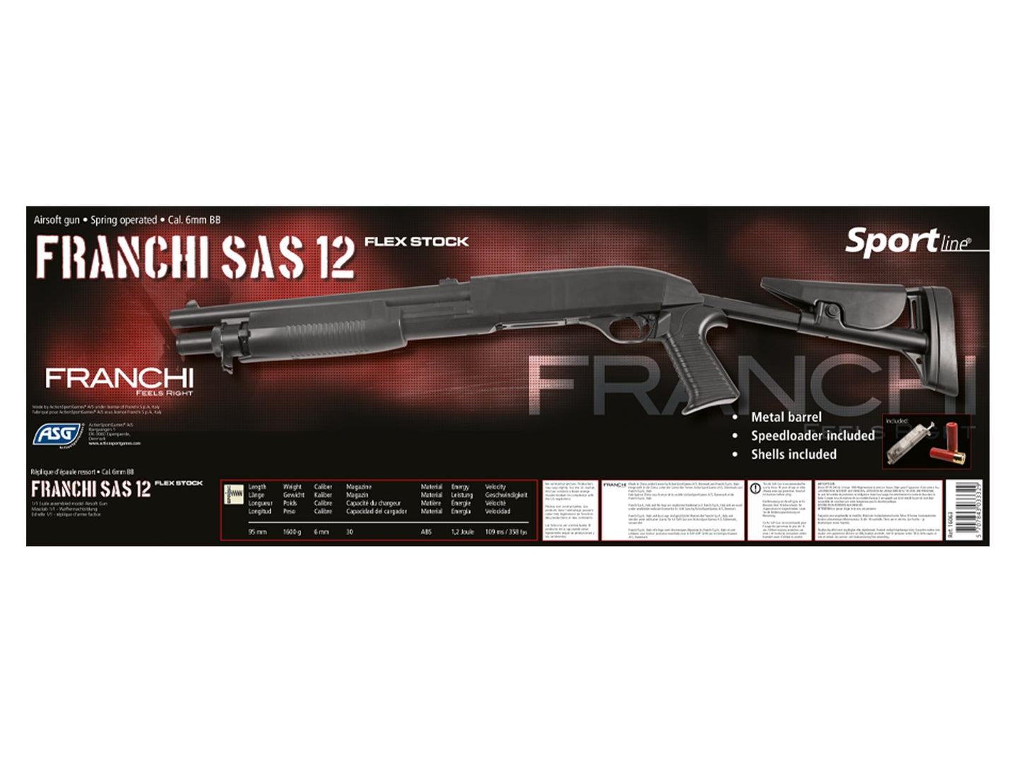 Réplique airsoft Franchi SAS 12 Pompe 1.2J - ASG-T.A DEFENSE
