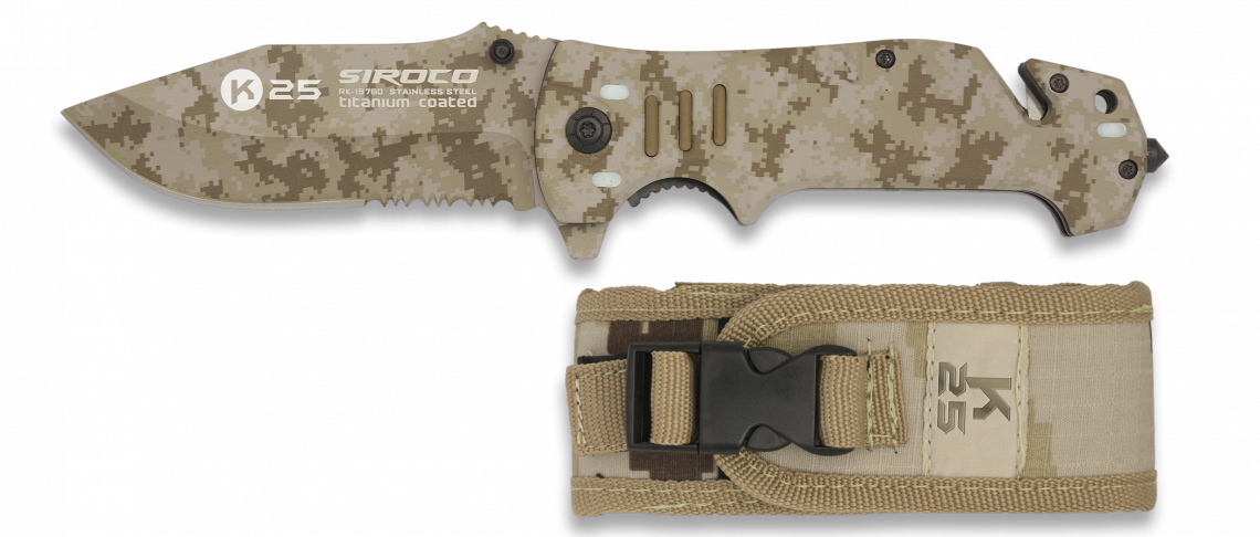 Couteau tactique camouflage AT digital pliant 19760 - K25-T.A DEFENSE