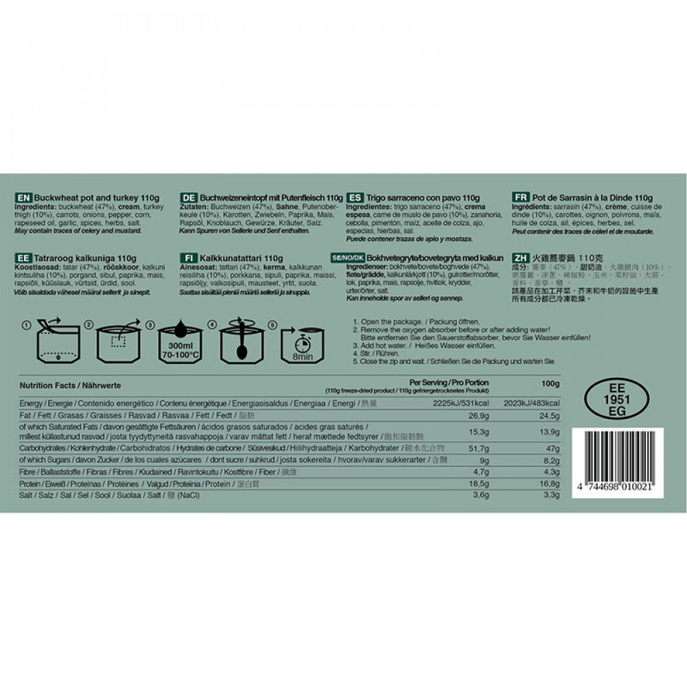 Ration de survie - Dinde et graines de sarrasin-T.A DEFENSE