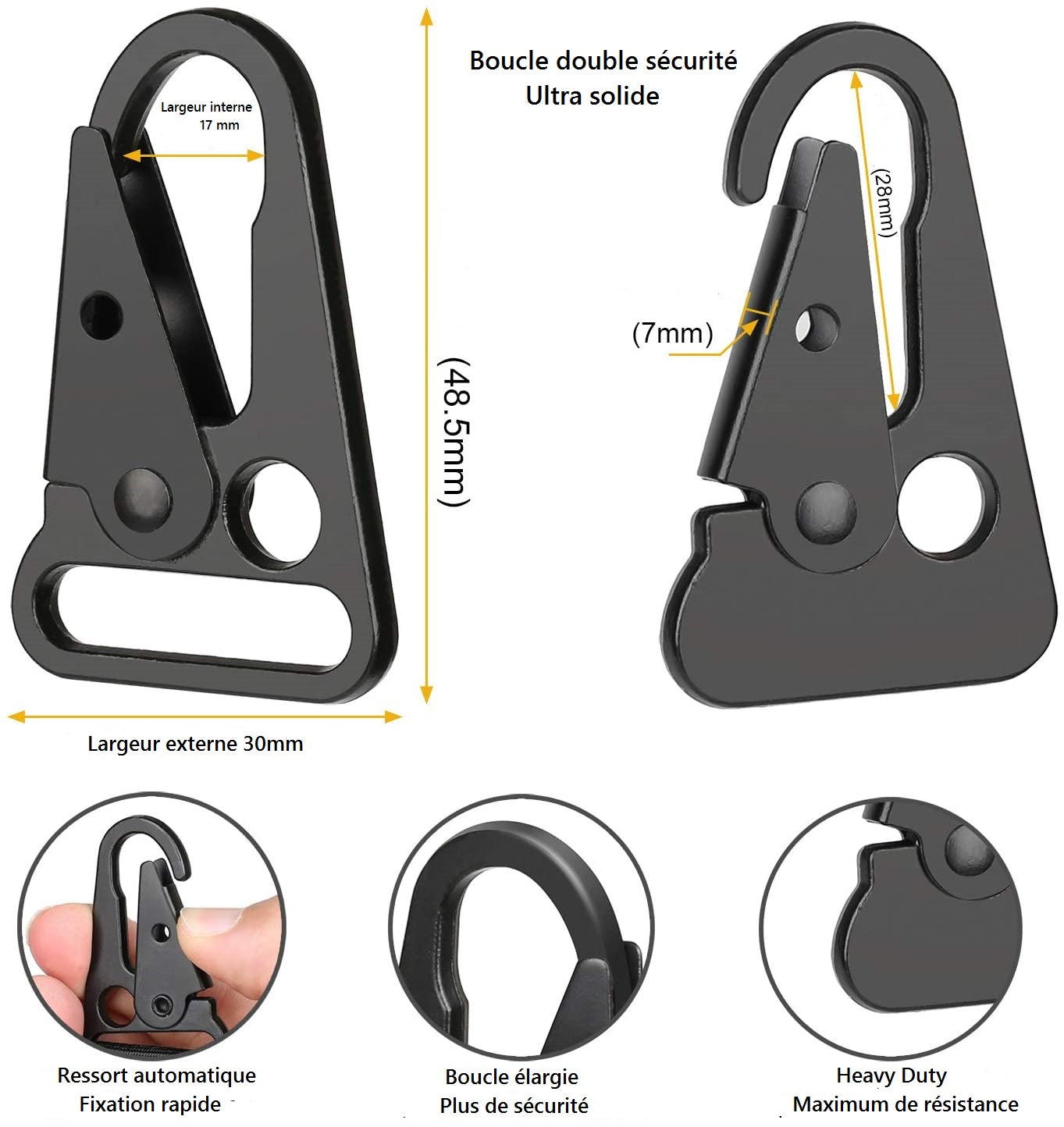 Sangle tactique deux points TA Defense® Elastroop™ Noire-T.A DEFENSE