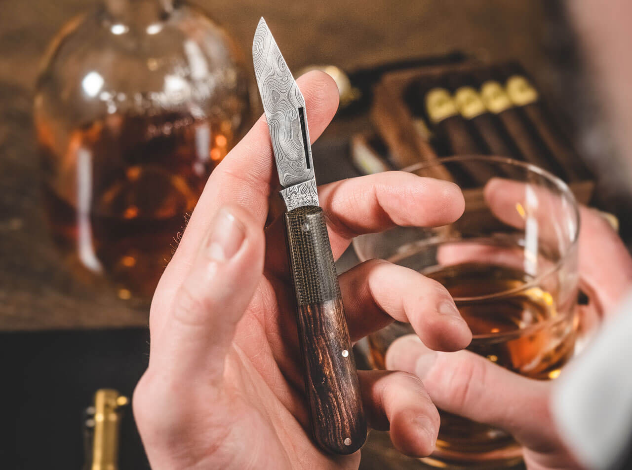 Couteau pliant Damas Léopard Intégrale Barlow - Boker-T.A DEFENSE