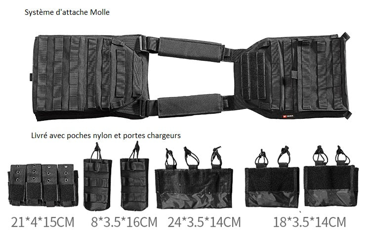 Porte-plaque pare balle TA Défense® Cuirassier™ 1000D Noir-T.A DEFENSE