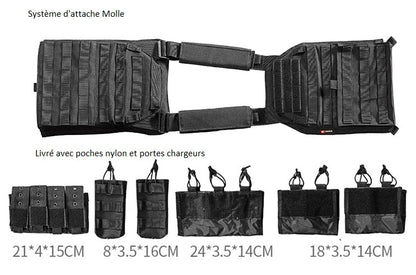 Porte-plaque pare balle TA Défense® Cuirassier™ 1000D Noir-T.A DEFENSE