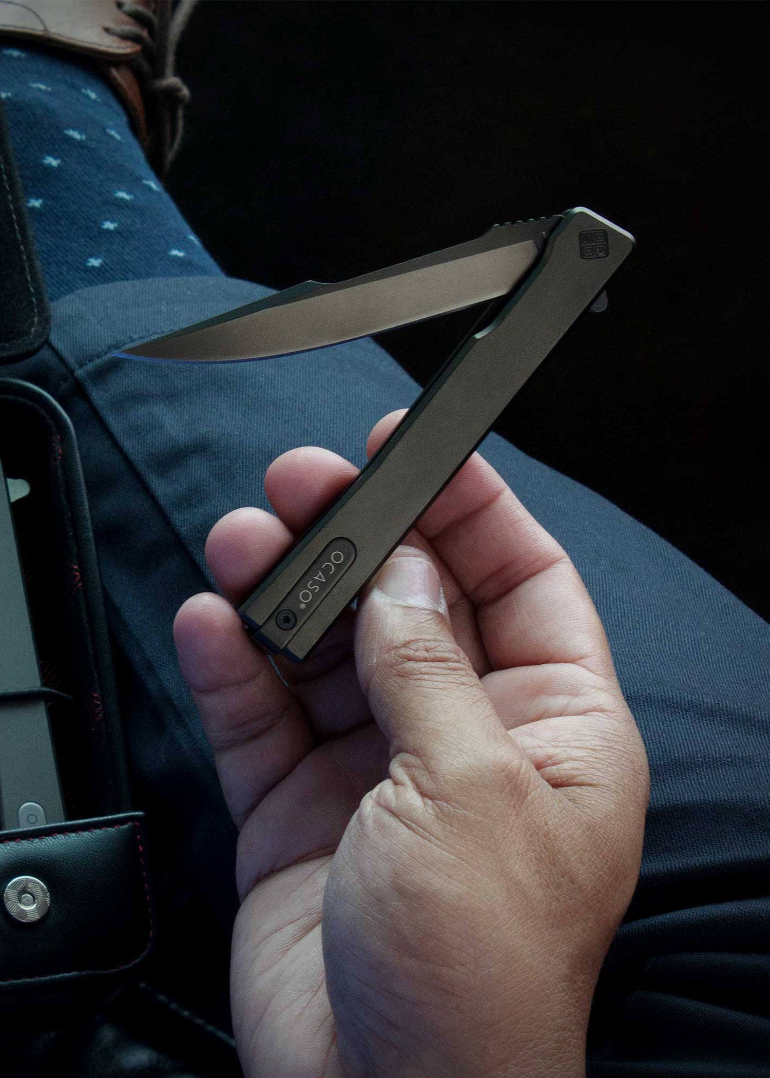 Couteau Solstice Harpoon Titane Noir - Ocaso-T.A DEFENSE