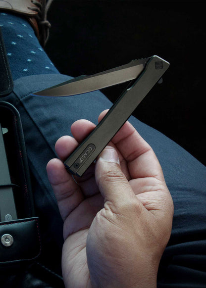 Couteau Solstice Harpoon Titane Noir - Ocaso-T.A DEFENSE