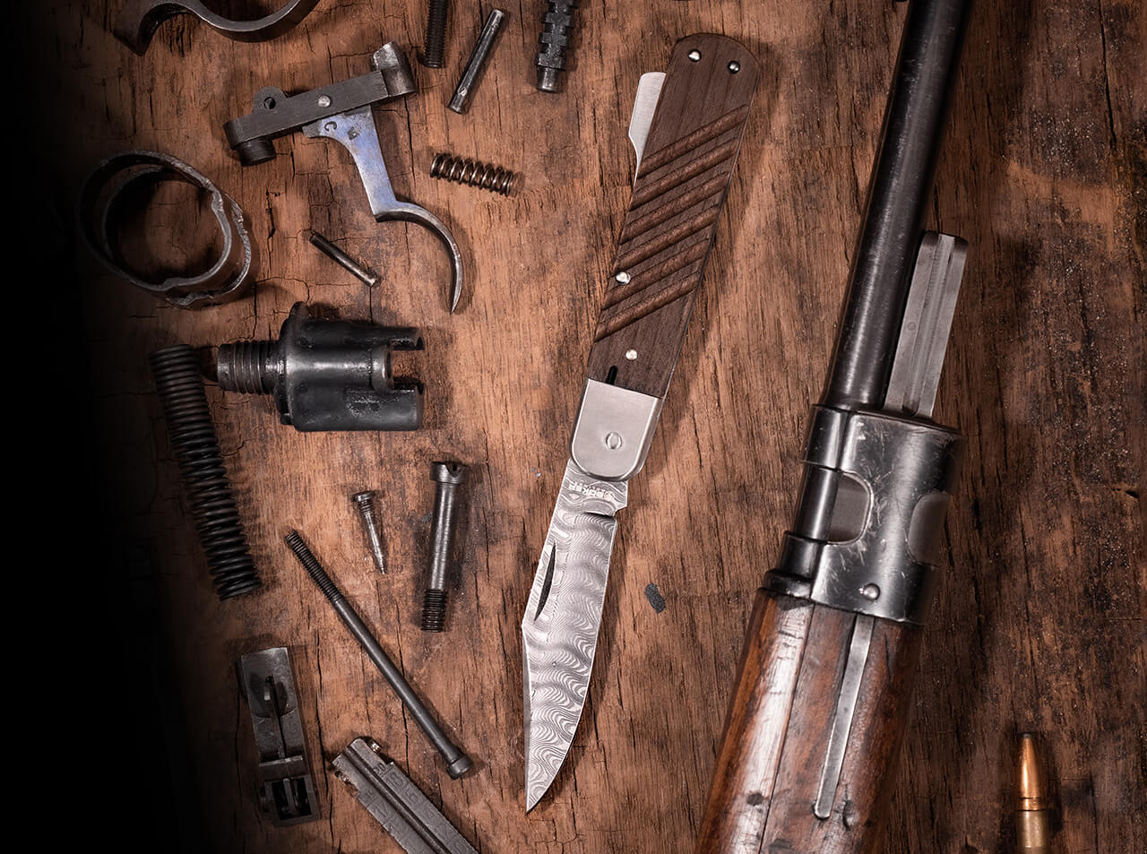 Couteau pliant 98k Damas - Boker-T.A DEFENSE