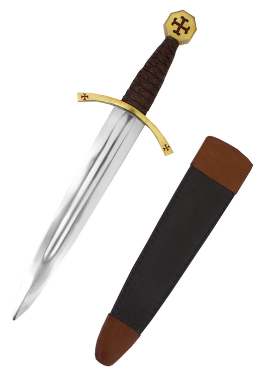 Dague décorative des Templiers avec fourreau en cuir-T.A DEFENSE