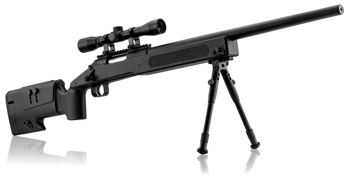 Pack airsoft sniper type M40 ressort 1. 9j + bi-pied + lunette 4x32-T.A DEFENSE