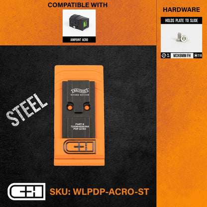 Plaquette adaptatrice Walther DEFENSE PDP 1.0 Aimpoint ACRO - CH Precision-T.A DEFENSE