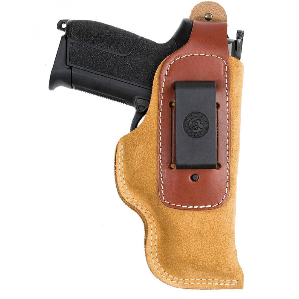 Holster ambidextre en cuir souple IA3 beige - Vega-T.A DEFENSE