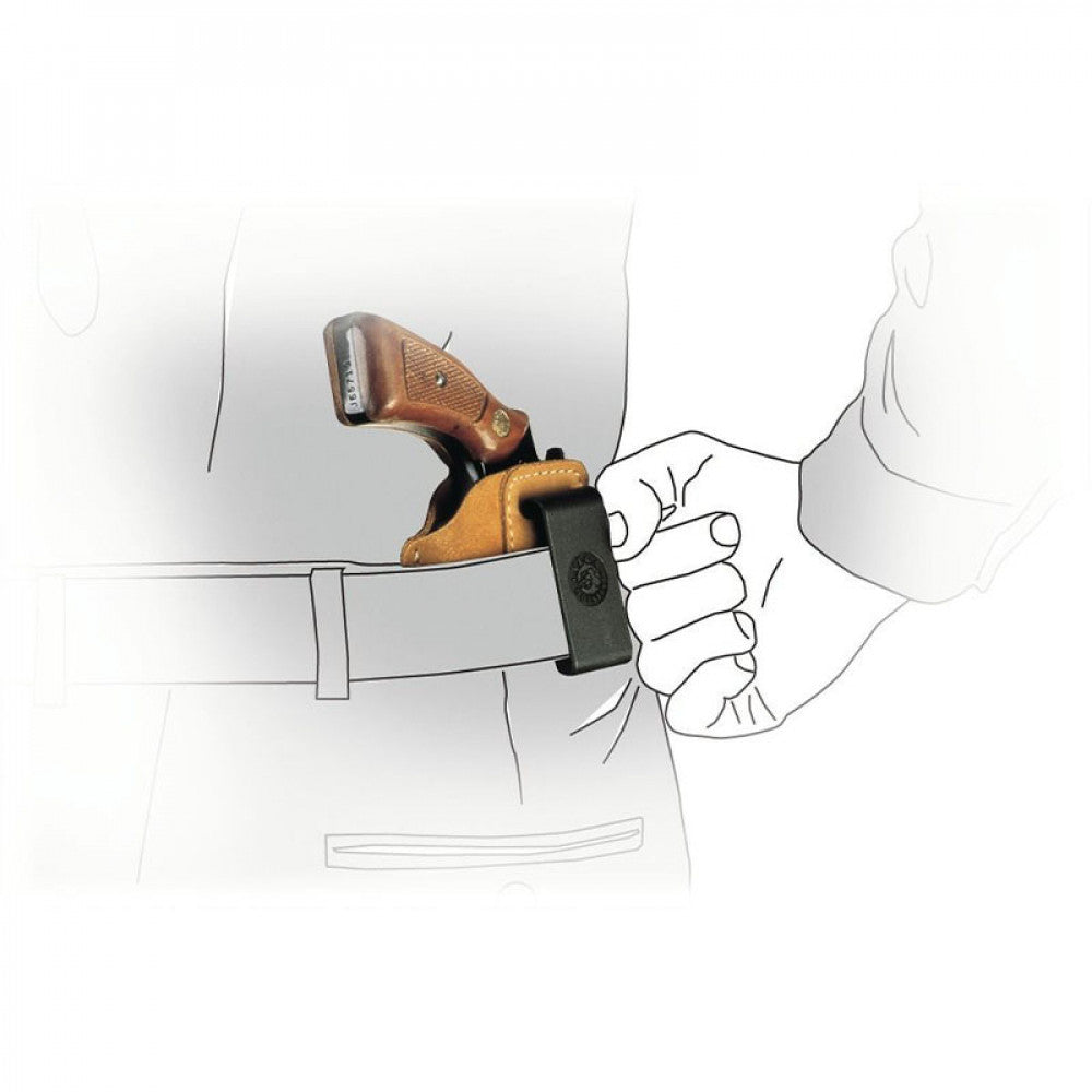 Holster ambidextre en cuir souple IA3 beige - Vega-T.A DEFENSE