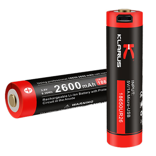 Batterie rechargeable prise micro USB pour lampe - Klarus-T.A DEFENSE