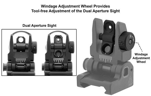 Cran de mire Flip Up AR15/AR10 - UTG-T.A DEFENSE