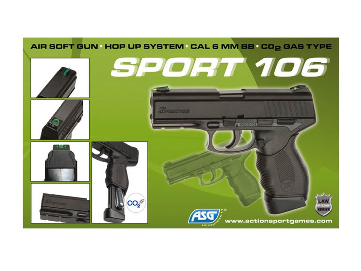 Réplique airsoft Sport 106 Noir CO2 Fixe 1.3J - ASG-T.A DEFENSE