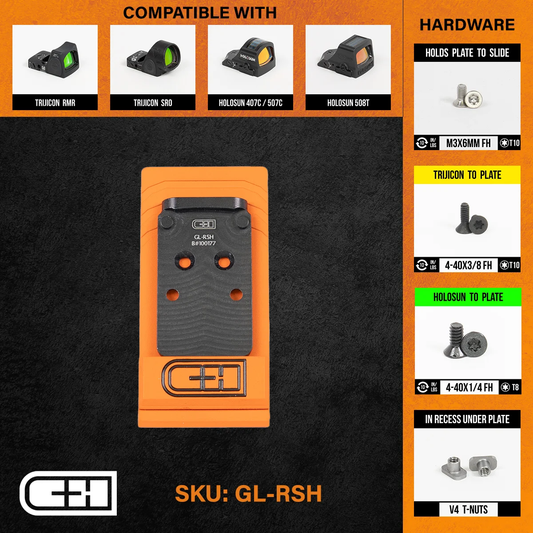 Plaquette adaptatrice Glock V4 MOS GLOCK Trijicon RMR / SRO / Holosun 407, 507, 508 - CH Precision-T.A DEFENSE