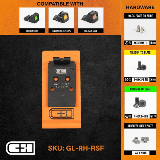 Plaquette adaptatrice Glock MOS RSF hausse intégrée pour Trijicon RMR / Holosun 407C / 507C / 508T - CH Precision-T.A DEFENSE