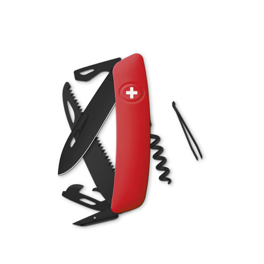 Couteau Suisse D05 ALLBLACK Rouge - Swiza-T.A DEFENSE