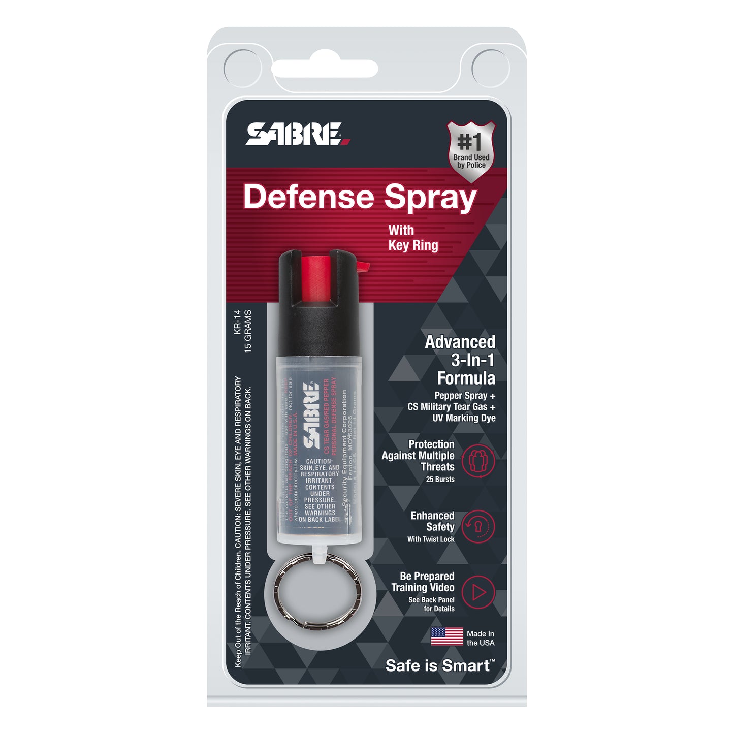 Spray au poivre 3en1 avec porte-clés - SABRE RED-T.A DEFENSE