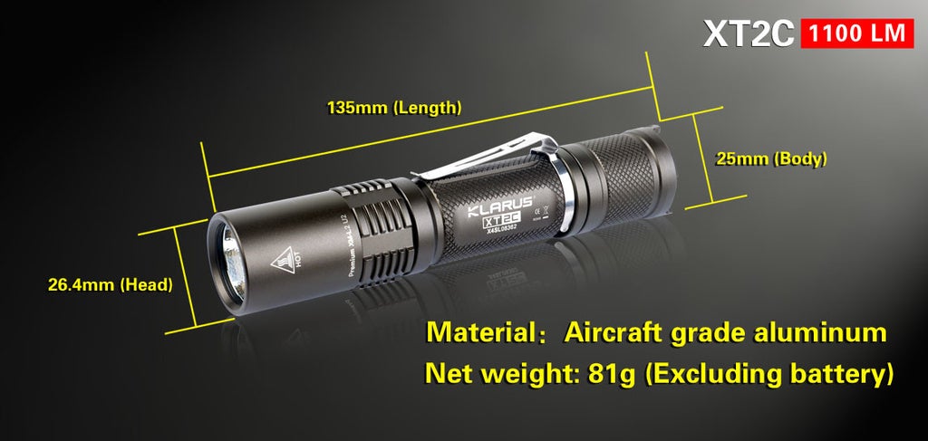 Pack lampe tactique XT2C avec ses accessoires - Klarus-T.A DEFENSE