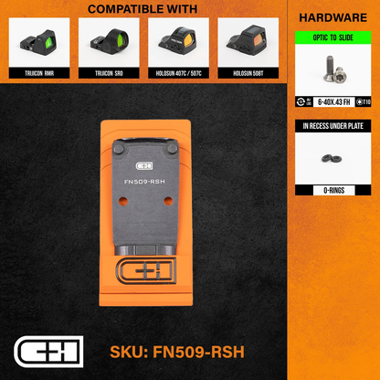 Plaquette adaptatrice FN 509® V4 MIL / LEO to Trijicon RMR / SRO / Holosun 407C / 507C / 508C / 508T - CH Precision-T.A DEFENSE