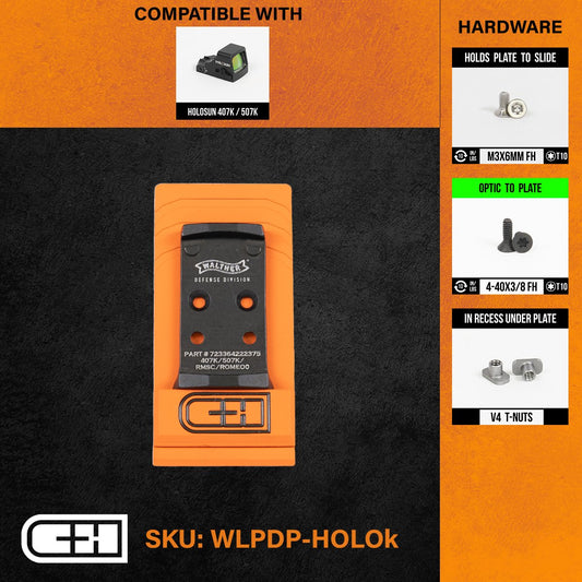 Plaquette adaptatrice Walter PDP Holosun 407K 507C 508K C&H Precision-T.A DEFENSE