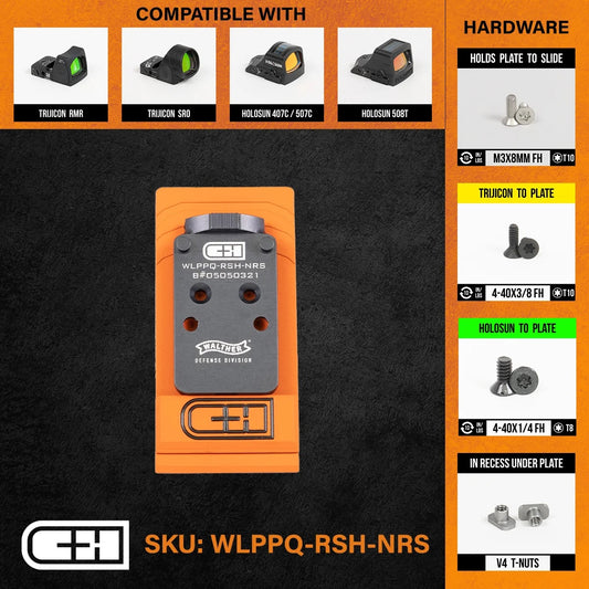 Plaquette adaptatrice Walter PPQ pour Holosun 407C 507C 508T Trijicon RMR - CH Precision-T.A DEFENSE
