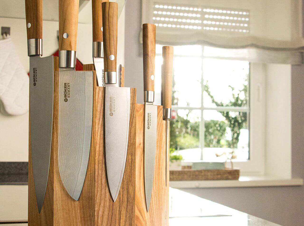 Set de 7 couteaux de cuisine Damas Olivier - Boker-T.A DEFENSE