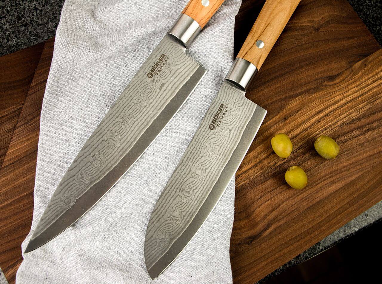 Set de 7 couteaux de cuisine Damas Olivier - Boker-T.A DEFENSE